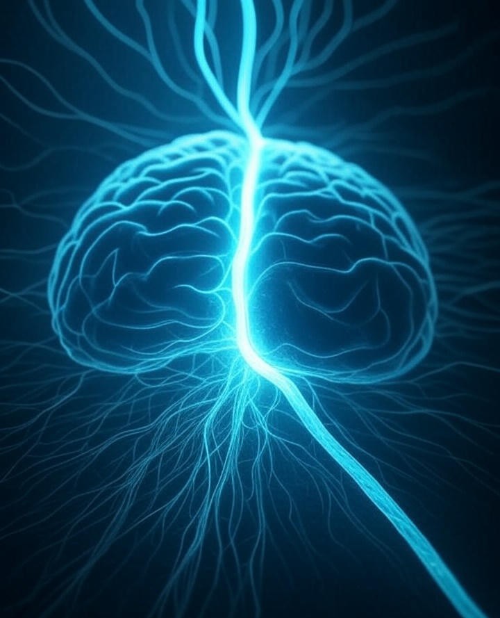 Illustration of neural pathways in the brain.